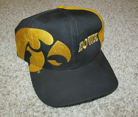 Iowa Hawkeyes Big Logo Twins Black Yellow Snapback Hat Rare Cover