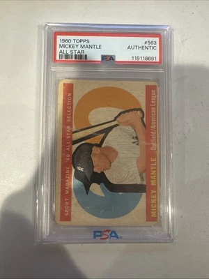 1960 Topps All-Star #563 Mickey Mantle Yankees Hof PSA auténtico Foto 1 de 2