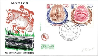 摩纳哥 SC# 836-7 FDC 1972 XX 奥林匹克运动会 慕尼黑 72 - A02453 — 第 1/2 张图片
