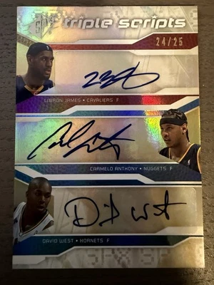✅ 2008-09 Upper Deck SPX Triple Scripts LEBRON JAMES Carmelo Anthony /25 AUTO - Image 1 of 4