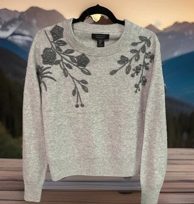 Nuevo con etiquetas Suéter Pullover Tahari Mujer Manga Larga 100% 2-Play Gris Cachemira, Talla M Foto 1 de 4