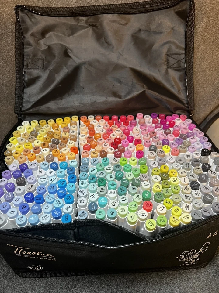 PRE-OWNED Ohuhu Alcohol Art Markers Set, 320-color Brush & Chisel Markers - image 1 of 4