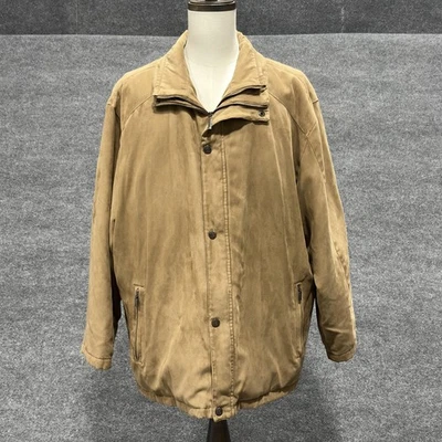 Chaqueta impermeable resistente a la intemperie para hombre 2XL bronceada cremallera a presión tormenta solapa acolchada forrada Foto 1 de 4