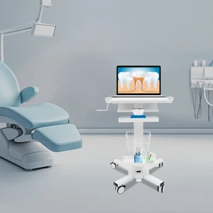 Carro para estación de trabajo portátil, carro médico con ruedas, carro con soporte para escáner - Imagen 1 de 18