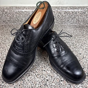 Mezlan Marque schwarz Leder/Hirschleder Cap Toe Semi-Brogue Oxford Herren 8 TOP - Bild 1 von 24