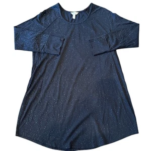 NUEVO SIN ETIQUETAS Soma Negro Metálico Brillante Manga Larga Camisa para Dormir Túnica Talla XL - Imagen 1 de 5