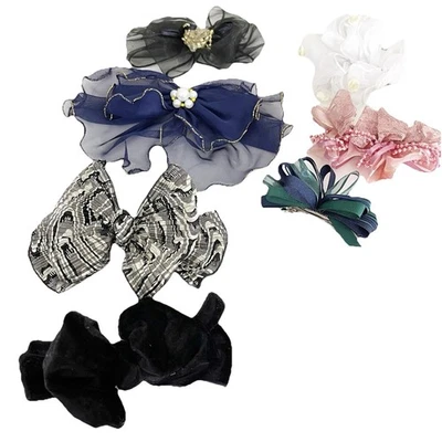 Lot of 8 Vintage Bow Barrettes Chiffon Pearl 80s 90s Victorian Cottagecore Fairy - Image 1 of 4