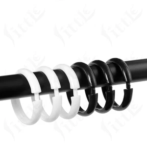 Plastic Curtain Rod Rings Fits Up To within 30mm Poles White/Black Ring ID 50mm - Picture 1 of 10