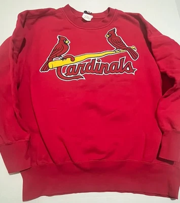 复古 Majestic St Louis Cardinals 运动衫男式 XL红色棒球 MLB 缝合 — 第 1/4 张图片