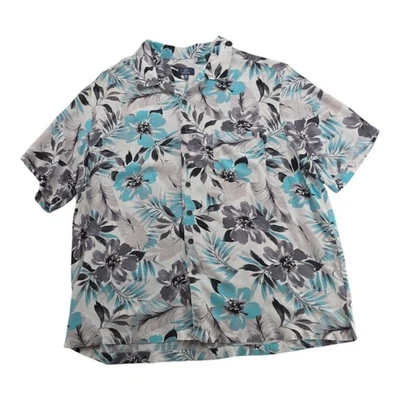 George Mens Hawaiian Shirt Multicolor Gray Floral Hawaiian Button Down Shirt 2XL - Image 1 of 4