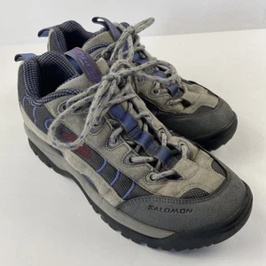 Salomon Wanderschuhe #406644 Damen Gr. 8,5 Contagrip Trekking grau blau Low Top - Bild 1 von 12