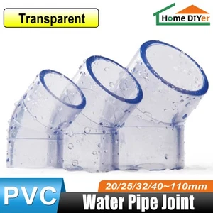 UPVC Pipe Fittings 45 Degree Elbow Pipe Adapter 20/25/32/40/50~110mm Slip Socket - Picture 1 of 18