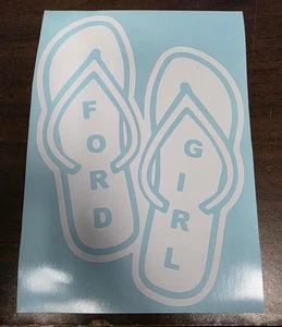 FORD GIRL Flip Flops Sticker Vinyl Decal - Beach Sandals Tropical Summer Colors - Picture 1 of 2
