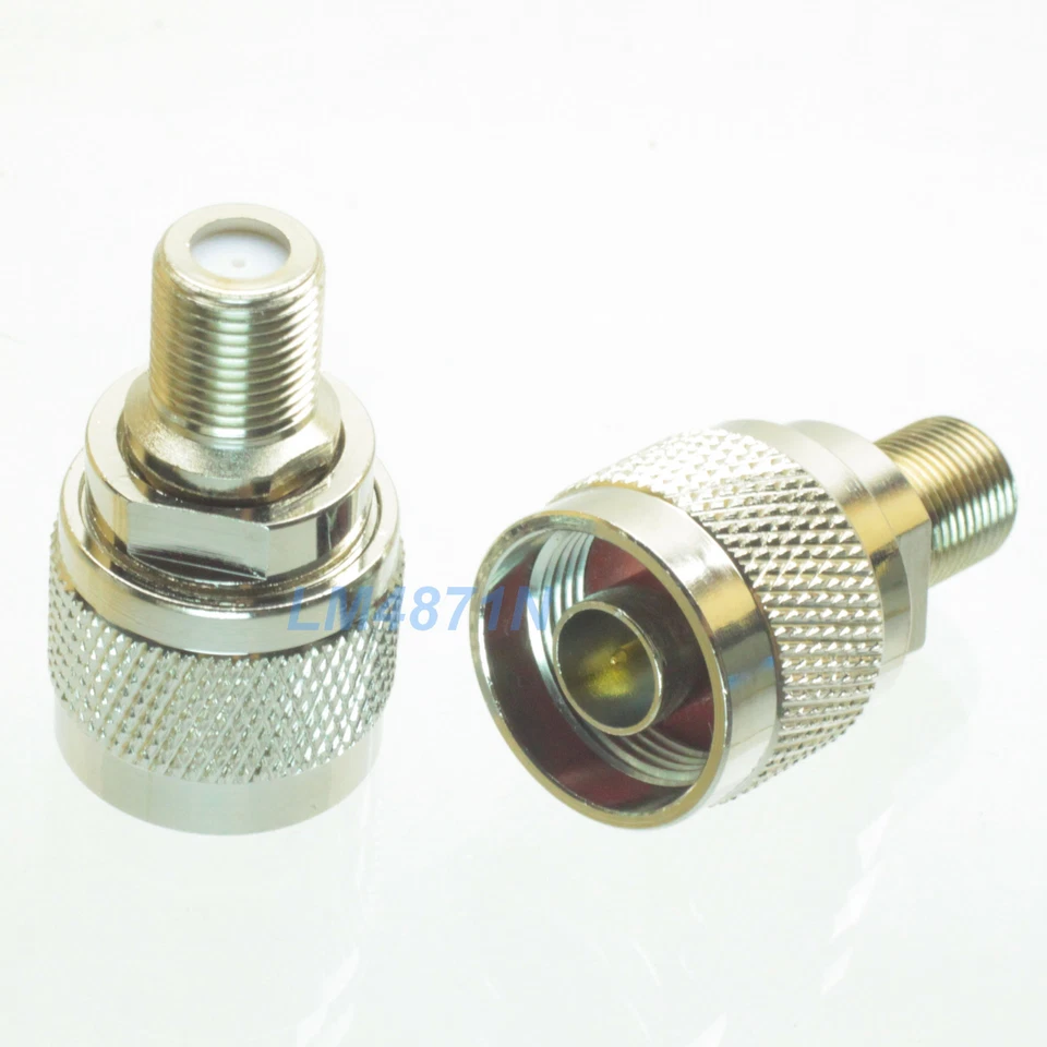 1pce Adapter 75 ohm N male plug to F TV female jack RF connector straight M/F - Image 1 of 4