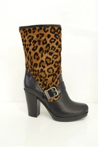 SCARPE STIVALI STIVALETTI DONNA NERO/CAVALLINO MACULATO 35 36 37 38 39 40 41 - Foto 1 di 3
