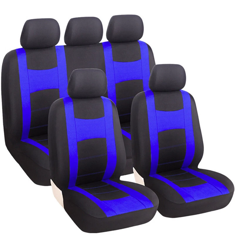 9 piezas Fundas de asiento envolventes completas de coche Cojín 5 asientos Protector Accesorios interiores Foto 1 de 4