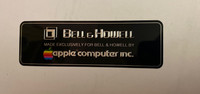 apple II Bell & Howell top case emblem, apple bell&howell top label