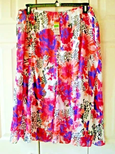 Ladies Plus Skirt Pink Floral Print Laura Scott Size 2X New - Picture 1 of 2
