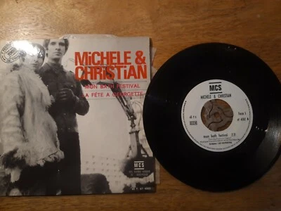 MICHELE & CHRISTIAN MON BATH FESTIVAL 45 RPM VINYL SINGLE 1968 (FRANCE) - Image 1 of 2