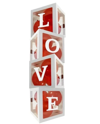 Love Balloon Box Tower + 16 Balloons – Valentine’s, Wedding, Party Decor ❤️ - Image 1 of 4