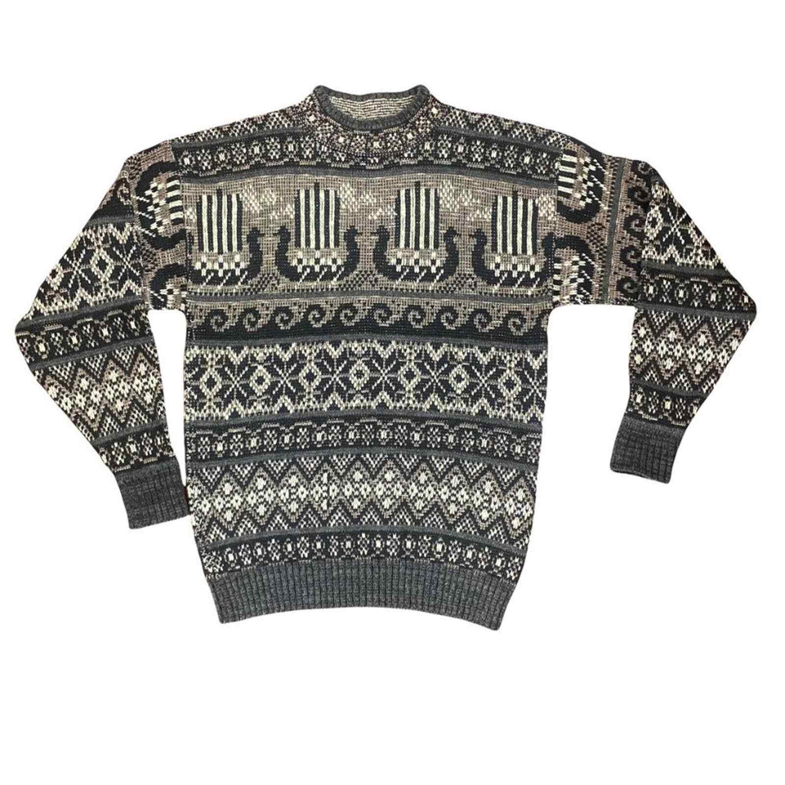 Crossings Mens Gray Black Aztec Long 