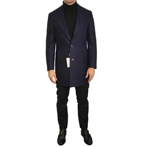 Men Suitsupply Vicenza Coat 100% Pure Wool Navy Blue 118 UK/US50L EU60L S791 - Picture 1 of 15