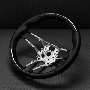 Real carbon fiber Flat Customized Steering Wheel 911 Panamera Mission E 2020-23 - Picture 1 of 9