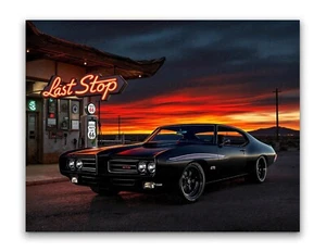Póster DESERT KING Black Muscle Car (inspirado en GTO 1969) -sin marco - impresión artística - Imagen 1 de 3