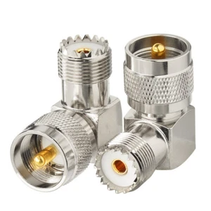 2 Pack UHF Male to Female Right Angle Elbow RF Adapter Connector PL-259 SO-239 - Picture 1 of 5