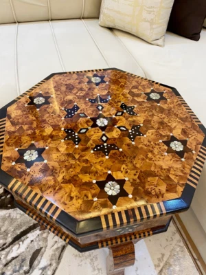 Luxury Coffee Table Hexagonal Mosaic Thuya Wood Table home decor living room - Image 1 of 4