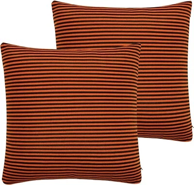 20 x 20 Throw Pillow Covers, Orange & Black Rustic Striped, Fall Farmhouse, New - Image 1 of 4