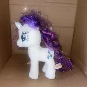 Ty Sparkle My Little Pony Rarity White Purple Diamonds Unicorn Soft Plush Toy 7” - Picture 1 of 4