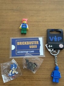 SDCC 2023 Lego Exclusive Pins, Minifigure, BRICKBUSTER VIDEO Card, & Key Chain