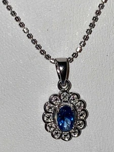 Collar colgante de topacio azul real ZIR 19" NUEVO $189 #153 - Imagen 1 de 5