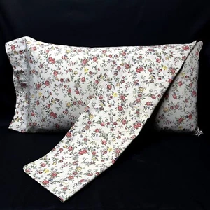 King Pillow Cases Set of 2 JC Penny Percale Ivory Floral Vintage Grannycore - Picture 1 of 12