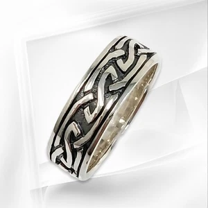 Sterling Silver Men's Ring *Celtic Knot Band Ring *Genuine 925 Sterling Silver - Picture 1 of 4