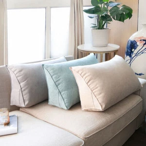 Sofa Triangle Back Cushion Cover Soft Headboard Backrest Pillow Case Unstuffed - Picture 1 of 22