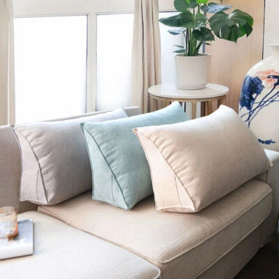 Sofa Triangle Back Cushion Cover Soft Headboard Backrest Pillow Case Unstuffed - Image 1 of 4