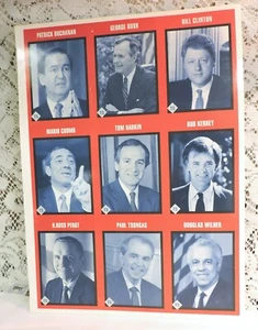 1992 Presidential Hopefuls Trading Cards - Uncut Sheet - Picture 1 of 9