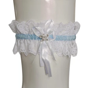 Strumpfband mit Strassschmetterling weiß Braut Hochzeit Accessoires Spitze - Bild 1 von 1