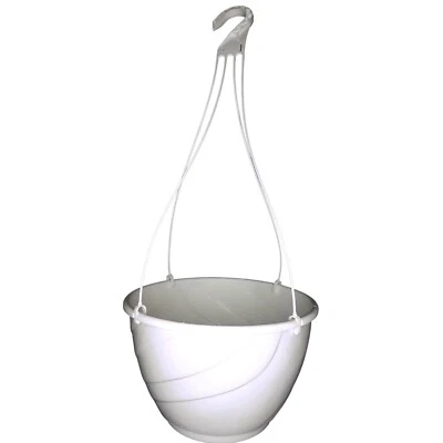 12" WHITE Plastic Hanging Baskets {Set of 25} - DECO SWIRL - Image 1 of 4