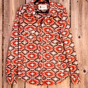 Women's Warm & Cozy Outback Native Pattern Fleece Jacket Snaps Pockets size XL - Picture 1 of 9