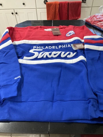MENS NBA Philadelphia 76ers Mitchell & Ness Head Coach Pullover SWEATER 6XL NWT Cover