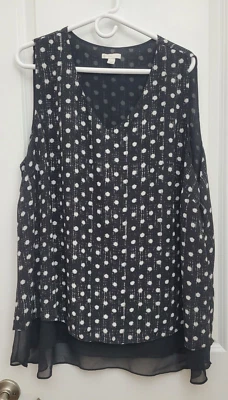 Cato Est 1946 Women's Top Blouse Sz 22/24W V-Neck Polka Dot Sleeveless Lined - Image 1 of 4