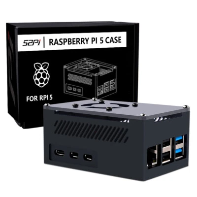 Raspberry Pi 5 Aluminum Case Enlosure Shell with Cooling Fan Heatsinks for RPI 5 - Image 1 of 4