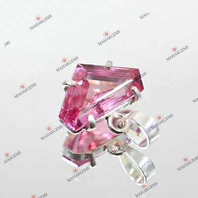 Raro colgante de zafiro Padparadscha de 23 quilates - gema natural certificada en plata 925 Foto 1 de 4