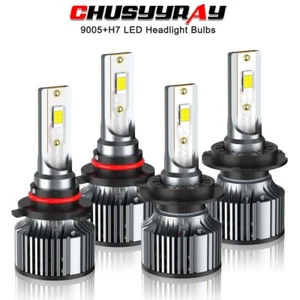 4x For Mazda 3 2004-2008 2009 9005 H7 6500K LED Headlight High Low Bulbs Set - Picture 1 of 12