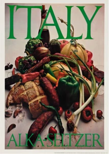 Original Vintage Poster Alka-Seltzer Italy Hot Peppers Bread Food Health 1968 - Picture 1 of 1