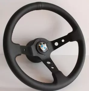 Steering Wheel fits For BMW Deep Dish Leather Black E38 E39 E46 Z3 Sport 99-04 - Picture 1 of 15