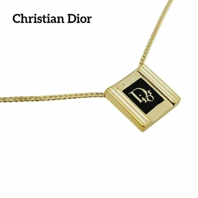 Collar Christian Dior Trotter Cuadrado Dorado Negro Latón Esmalte De Japón Foto 1 de 4